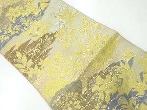 アンティーク　霞に草花模様織出し袋帯（材料）